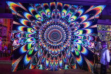 Load image into Gallery viewer, UV Giant Tapestry Geronima by Crealab108 wall hanging trippy fractal backdrop home parties and festival decor
