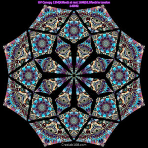 UV Psychedelic Fractal and geometry party canopy by Crealab108 Koh Pha Ngan