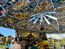 Load image into Gallery viewer, Visual Activation UV canopy 15 meter diameter by Crealab108 Koh Phangan festival and psychedelic fractal parties decor
