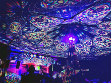 Load image into Gallery viewer, Visual Activation UV canopy 15 meter diameter by Crealab108 Koh Phangan festival and psychedelic fractal parties decor
