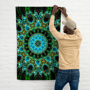 Borealis Tapestry - Psychedelic Sacred Geometry Trippy Fractal Mandala Wall Hanging Party Backdrop
