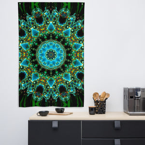 Borealis Tapestry - Psychedelic Sacred Geometry Trippy Fractal Mandala Wall Hanging Party Backdrop