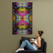 Load image into Gallery viewer, Experiemtal Area Tapestry - Psychedelic Sacred Geometry Trippy Fractal Mandala Wall Hanging Party Backdrop
