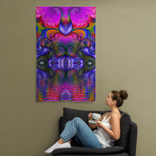 Charger l&#39;image dans la galerie, Sweet Lake Tapestry - Psychedelic Sacred Geometry Trippy Fractal Mandala Wall Hanging Party Backdrop
