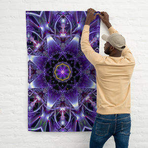 Spectral Lotus Tapestry - Psychedelic Sacred Geometry Trippy Fractal Mandala Wall Hanging Party Backdrop