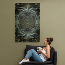 Charger l&#39;image dans la galerie, Silvery Tapestry - Psychedelic Sacred Geometry Trippy Fractal Mandala Wall Hanging Party Backdrop
