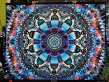 Load image into Gallery viewer, Crealab108 Horizontal Tapestry 120/150cm - 47/59inches pockets up/down finishing Unison UV Psychedelic Fractal Mandala Tapestry Unison UV Psychedelic Fractal Mandala Tapestry
