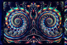Load image into Gallery viewer, Crealab108 Horizontal Tapestry 150/220cm - 59/86 inches band finishing Cameleon Trippy UV Psychedelic Fractal Tapestry Cameleon Trippy UV Psychedelic Fractal Tapestry
