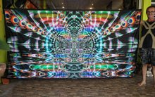 Load image into Gallery viewer, Crealab108 Horizontal Tapestry 150/300cm - 59/118 inches reinforced band finishing Triptaminal UV Psychedelic Fractal Tapestry Triptaminal UV Psychedelic Fractal Tapestry

