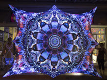 Load image into Gallery viewer, Crealab108 Horizontal Tapestry 310/412cm - 122/162inches eyelets on reinforced band with curves shape finishing Unison UV Psychedelic Fractal Mandala Tapestry Unison UV Psychedelic Fractal Mandala Tapestry
