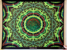 Load image into Gallery viewer, Crealab108 Horizontal Tapestry 70/80cm - 26/31.5inches pockets up/down finishing Sawadee Life UV Psychedelic Fractal &amp; Sacred Geometry Flower of Life Sawadee Life UV Psychedelic Fractal &amp; Sacred Geometry Flower of Life
