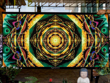 Load image into Gallery viewer, Crealab108 Horizontal Tapestry 75/150cm - 29.5/59 inches pockets finishing Ayamantra UV Psychedelic Fractal Tapestry Ayamantra UV Psychedelic Fractal Tapestry
