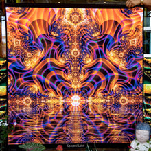 Load image into Gallery viewer, Crealab108 Square Tapestry 100/100cm - 39/39Inches pockets up/down finishing Spectral Lake Psychedelic Fractal UV Tapestry Spectral Lake Psychedelic Fractal UV Tapestry
