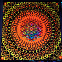 Load image into Gallery viewer, Life Code Psychedelic Sacred Geometry Fractal Mandala UV Tapestry - Crealab108
