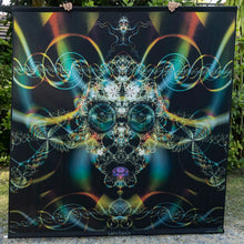 Load image into Gallery viewer, Crealab108 Square Tapestry 150/150cm - 59/59inches pockets up/down finishing Let's Dance Psychedelic Fractal UV Tapestry Let's Dance Psychedelic Fractal UV Tapestry
