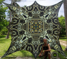 Load image into Gallery viewer, Crealab108 Square Tapestry 310/310cm - 122/122inches eyelets on reinforced band with curves shape finishing Antika Psychedelic Fractal Mandala UV Tapestry Antika Psychedelic Fractal Mandala UV Tapestry
