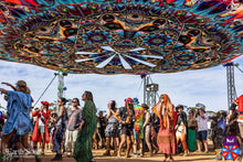 Load image into Gallery viewer, Unison Mandala UV Canopy trippy psychedelic trance festival party decor by Crealab108
