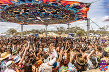 Load image into Gallery viewer, Unison Mandala UV Canopy trippy psychedelic trance festival party decor by Crealab108
