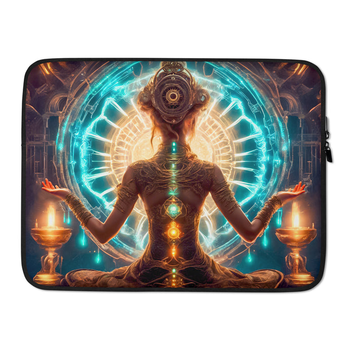 Psychedelic Fractal Mandala meditation yoga ecstatic DJ Laptop Sleeve Crealab108
