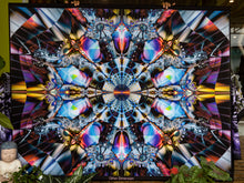Load image into Gallery viewer, Colorful abstract fractal design with a central geometric pattern and crystal.
