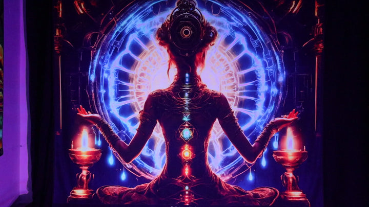 Video Enlightened chakra RGB light trippy animation meditation design