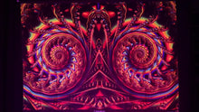 Load and play video in Gallery viewer, Cameleon Trippy UV Psychedelic Fractal Tapestry

