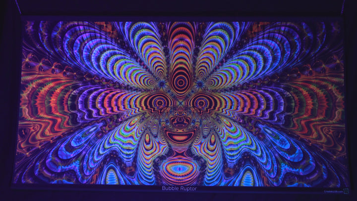 UV psychedelic tapestry Bubble ruptor by Crealab108 at Koh Phangan for Home, parties and festival decor