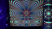 Load and play video in Gallery viewer, Trippy UV Psychedelic Fractal Tapestry - Crealab108 - parties home and festival decoration
