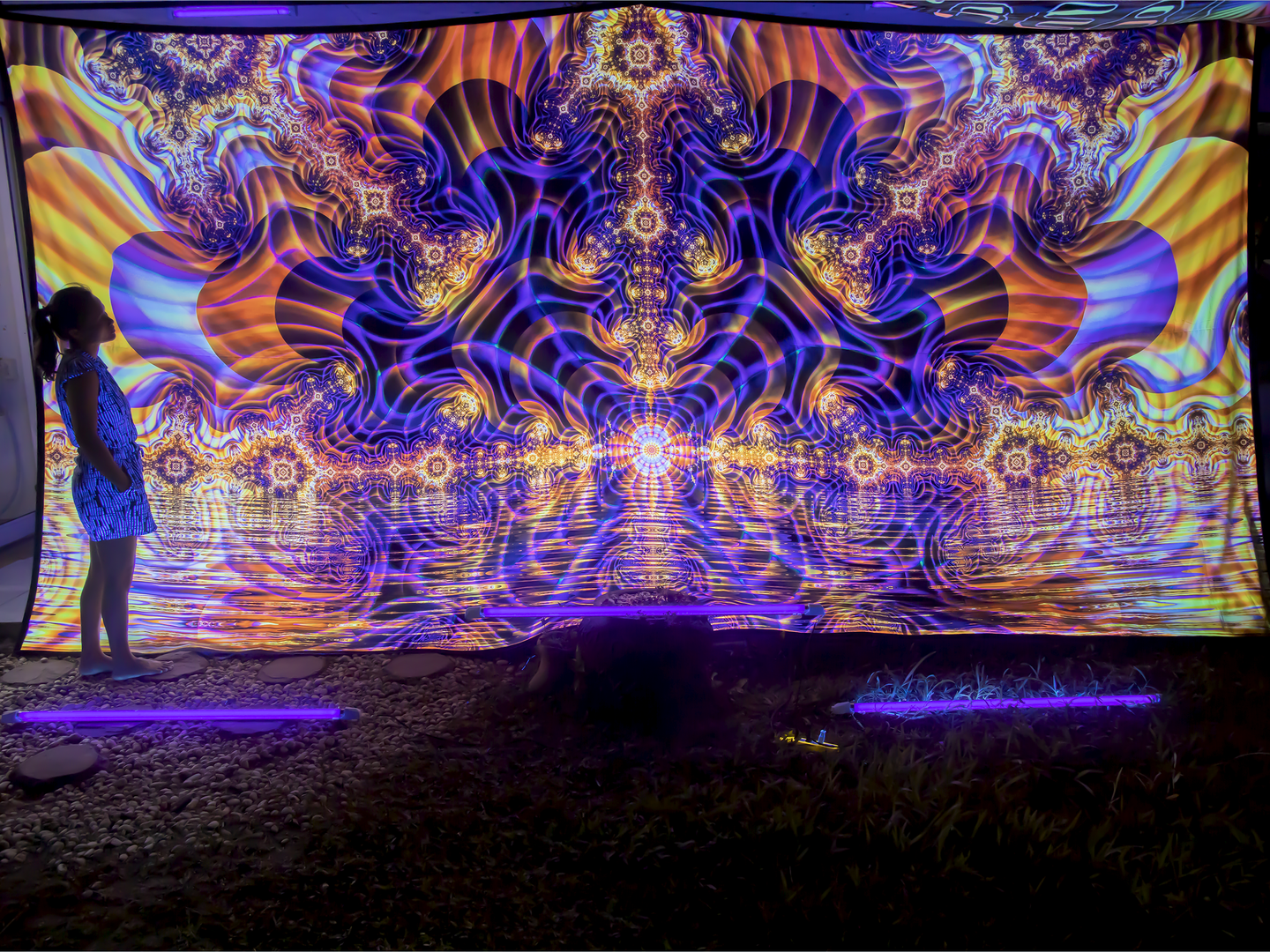 Spectral Lake UV Psychedelic Fractal Tapestry