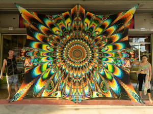 Geronima UV Psychedelic Fractal Mandala Tapestry - Crealab108