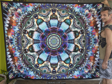 Load image into Gallery viewer, Unison UV trippy psychedelic fractal tapestry by Crealab108
