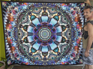 Unison UV trippy psychedelic fractal tapestry by Crealab108