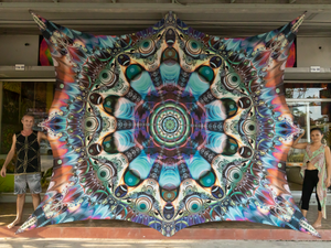 UV giant psychedelic fractal stretch tapestry by crealab108 koh phangan