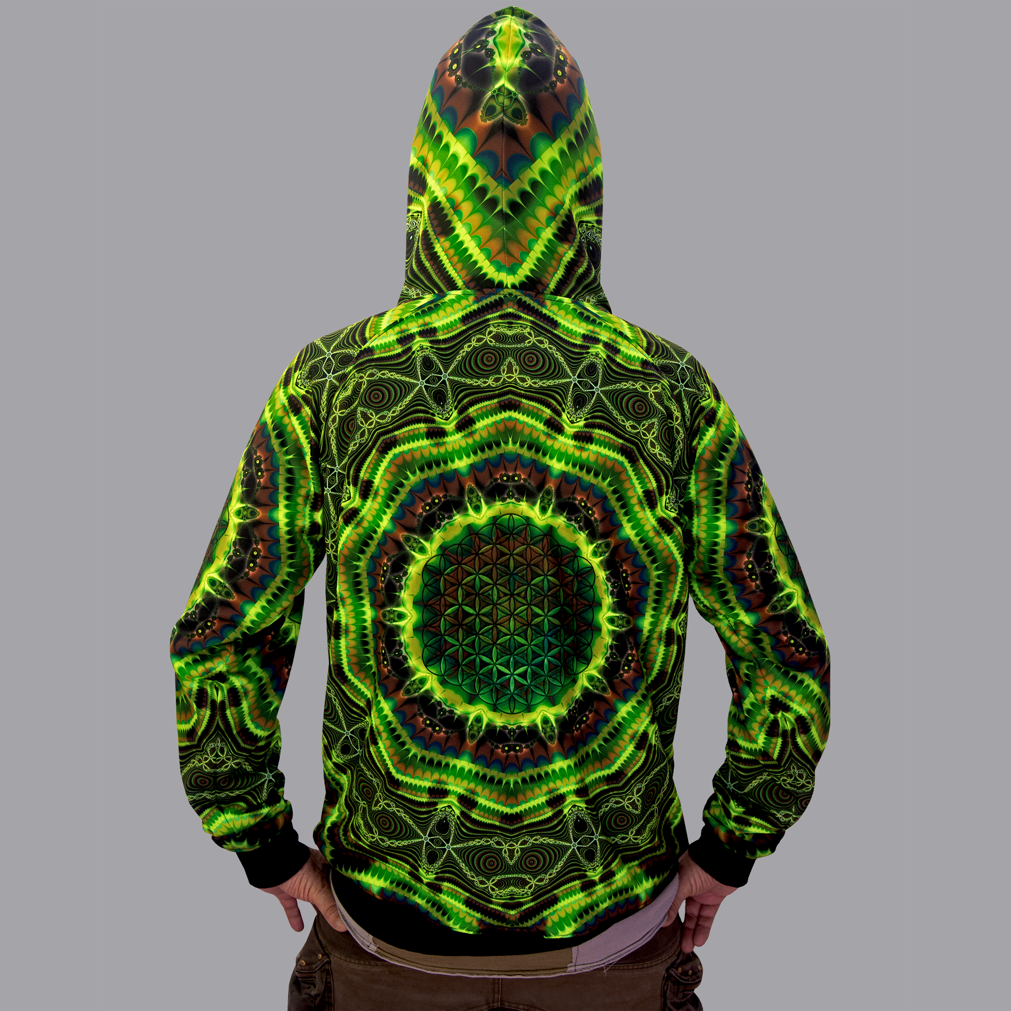 Picture Yinni plush green men's zipped hoodie Textile  – HawaiiSurf