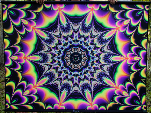 UV psychedelic fractal tapestries home parties festival decor by Crealab108 koh Pha ngan