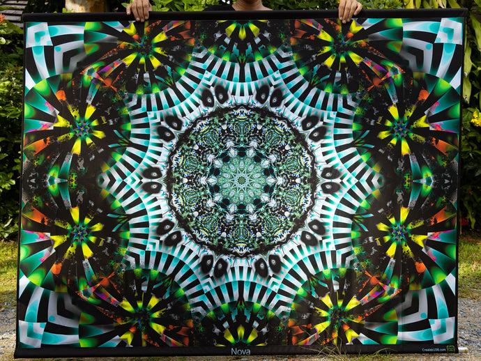 Nova UV Psychedelic Fractal Mandala Tapestry - Crealab108
