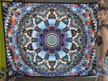 Load image into Gallery viewer, Crealab108 Horizontal Tapestry 150/200cm - 59/78inches eyelets on reinforced band finishing Unison UV Psychedelic Fractal Mandala Tapestry Unison UV Psychedelic Fractal Mandala Tapestry
