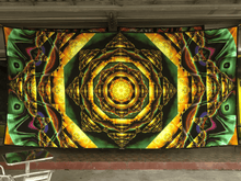 Load image into Gallery viewer, Crealab108 Horizontal Tapestry 310/620cm - 122/244 inches reinforced band finishing Ayamantra UV Psychedelic Fractal Tapestry Ayamantra UV Psychedelic Fractal Tapestry
