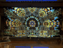 Load image into Gallery viewer, Crealab108 Horizontal Tapestry 310/620cm - 122/244 inches reinforced band finishing Visual Activation UV Psychedelic Fractal Tapestry Visual Activation UV Psychedelic Fractal Tapestry
