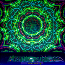 Load image into Gallery viewer, Crealab108 Horizontal Tapestry Sawadee Life UV Psychedelic Fractal &amp; Sacred Geometry Flower of Life Sawadee Life UV Psychedelic Fractal &amp; Sacred Geometry Flower of Life
