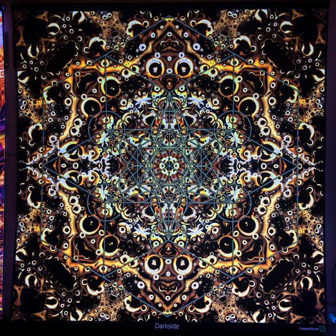 Darkside Psychedelic Fractal Mandala UV tapestry - Crealab108