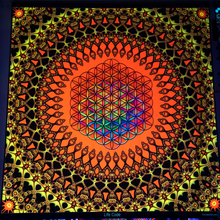 Charger l&#39;image dans la galerie, Life Code Psychedelic Sacred Geometry Fractal Mandala UV Tapestry - Crealab108
