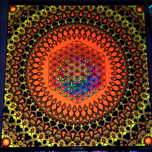 Life Code Psychedelic Sacred Geometry Fractal Mandala UV Tapestry - Crealab108