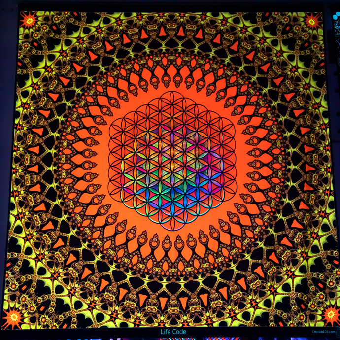 Life Code Psychedelic Sacred Geometry Fractal Mandala UV Tapestry - Crealab108