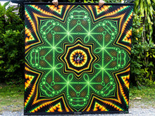 Load image into Gallery viewer, Crealab108 Square Tapestry 150/150cm - 59/59inches pockets up/down finishing Zicvibes Trippy UV Psychedelic Fractal Mandala Tapestry Zicvibes Trippy UV Psychedelic Fractal Mandala Tapestry
