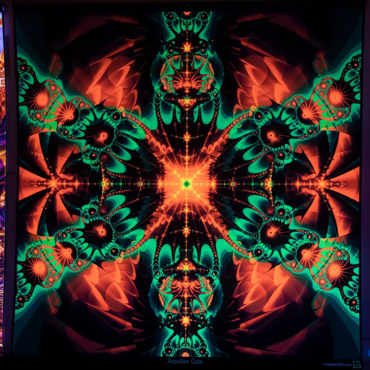Reptilian Gate Psychedelic Mandala Fractal UV Tapestry - Crealab108