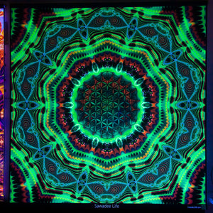 Sawadee Life Psychedelic Sacred Geometry Fractal UV Tapestry - Crealab108